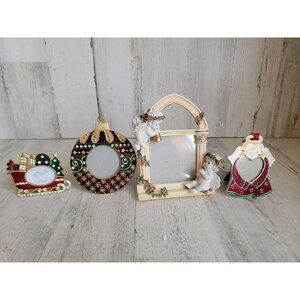 Miniature Xmas photo frame metal sleigh angel ornament set decor
